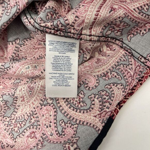 Chaps Ralph Lauren Button Up Shirt Top Size 2X Dark Paisley Flip Cuff Cotton - Picture 6 of 8